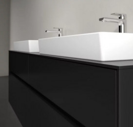 Тумба под раковину Villeroy & Boch Collaro 160х50 см с подсветкой МДФ черный матовый лак C024B0PD