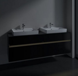 Тумба под раковину Villeroy & Boch Collaro 160х50 см с подсветкой МДФ черный матовый лак C024B0PD