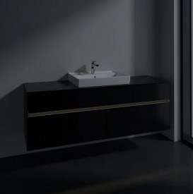 Тумба под раковину Villeroy & Boch Collaro 160х50 см с подсветкой МДФ черный матовый лак C025B0PD