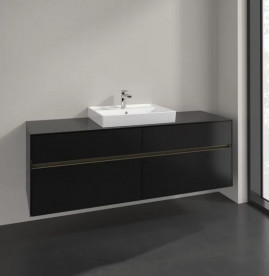 Тумба под раковину Villeroy & Boch Collaro 160х50 см с подсветкой МДФ черный матовый лак C025B0PD