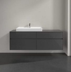 Тумба під раковину Villeroy & Boch Collaro 160х50 см із підсвічуванням МДФ глянсовий сірий C026B0FP