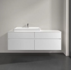 Тумба під раковину Villeroy & Boch Collaro 160х50 см із підсвічуванням ДСП матовий білий C026B0MS