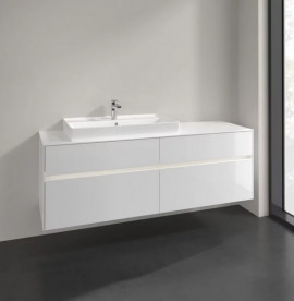 Тумба під раковину Villeroy & Boch Collaro 160х50 см із підсвічуванням ДСП матовий білий C026B0MS