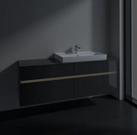 Тумба под раковину Villeroy & Boch Collaro 160х50 см с подсветкой МДФ глянцевый серый C027B0FP