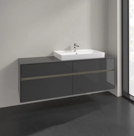 Тумба под раковину Villeroy & Boch Collaro 160х50 см с подсветкой МДФ глянцевый серый C027B0FP