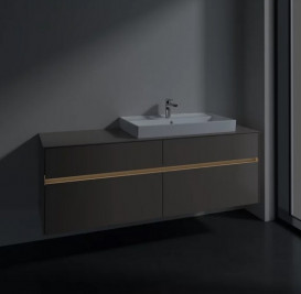 Тумба под раковину Villeroy & Boch Collaro 160х50 см с подсветкой ДСП трюфель серый C027B0VG