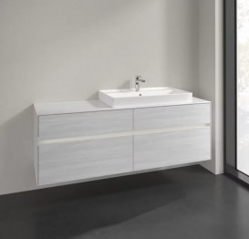 Тумба под раковину Villeroy & Boch Collaro 160х50 см с подсветкой ДСП белое дерево C027B0E8