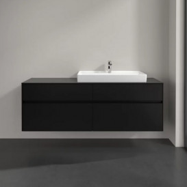 Тумба под раковину Villeroy & Boch Collaro 160х50 см с подсветкой МДФ черный матовый лак C027B0PD