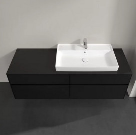 Тумба под раковину Villeroy & Boch Collaro 160х50 см с подсветкой МДФ черный матовый лак C027B0PD