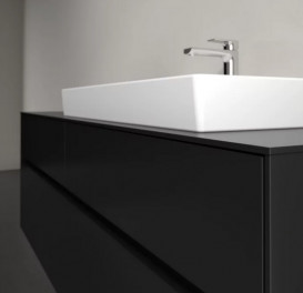 Тумба под раковину Villeroy & Boch Collaro 160х50 см с подсветкой МДФ черный матовый лак C027B0PD