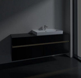 Тумба под раковину Villeroy & Boch Collaro 160х50 см с подсветкой МДФ черный матовый лак C027B0PD