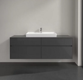 Тумба под раковину Villeroy & Boch Collaro 160х50 см с подсветкой МДФ глянцевый серый C028B0FP