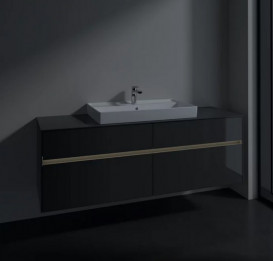 Тумба под раковину Villeroy & Boch Collaro 160х50 см с подсветкой МДФ глянцевый серый C028B0FP