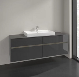 Тумба под раковину Villeroy & Boch Collaro 160х50 см с подсветкой МДФ глянцевый серый C028B0FP