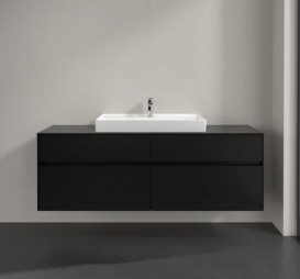 Тумба под раковину Villeroy & Boch Collaro 160х50 см с подсветкой МДФ черный матовый лак C028B0PD