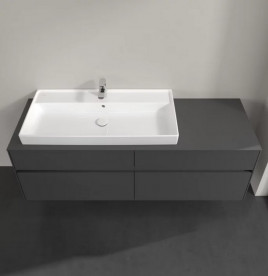 Тумба під раковину Villeroy & Boch Collaro 160х50 см із підсвічуванням МДФ глянсовий сірий C029B0FP