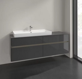 Тумба під раковину Villeroy & Boch Collaro 160х50 см із підсвічуванням МДФ глянсовий сірий C029B0FP