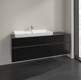 Тумба под раковину Villeroy & Boch Collaro 160х50 см с подсветкой МДФ черный матовый лак C029B0PD