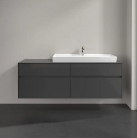 Тумба під раковину Villeroy & Boch Collaro 160х50 см із підсвічуванням МДФ глянсовий сірий C030B0FP