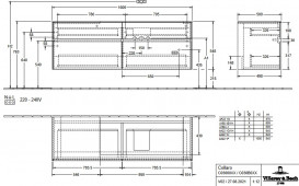 Тумба под раковину Villeroy & Boch Collaro 160х50 см с подсветкой ДСП мягкий серый C030B0VK