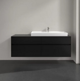 Тумба под раковину Villeroy & Boch Collaro 160х50 см с подсветкой МДФ черный матовый лак C030B0PD