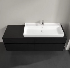 Тумба под раковину Villeroy & Boch Collaro 160х50 см с подсветкой МДФ черный матовый лак C030B0PD