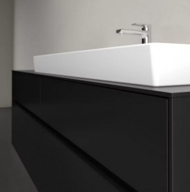Тумба под раковину Villeroy & Boch Collaro 160х50 см с подсветкой МДФ черный матовый лак C030B0PD