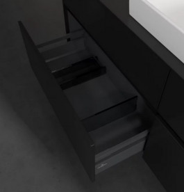 Тумба под раковину Villeroy & Boch Collaro 160х50 см с подсветкой МДФ черный матовый лак C030B0PD