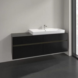 Тумба под раковину Villeroy & Boch Collaro 160х50 см с подсветкой МДФ черный матовый лак C030B0PD
