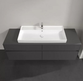 Тумба под раковину Villeroy & Boch Collaro 160х50 см с подсветкой МДФ глянцевый серый C031B0FP