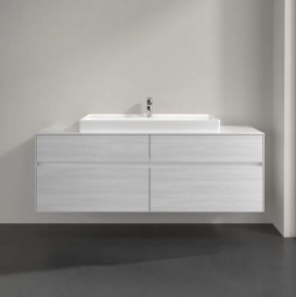 Тумба под раковину Villeroy & Boch Collaro 160х50 см с подсветкой ДСП белое дерево C031B0E8