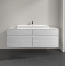 Тумба под раковину Villeroy & Boch Collaro 160х50 см с подсветкой ДСП белое дерево C031B0E8