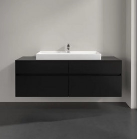 Тумба під раковину Villeroy & Boch Collaro 160х50 см із підсвічуванням МДФ чорний матовий лак C031B0PD