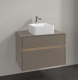 Тумба под раковину Villeroy & Boch Collaro 80х50 см с подсветкой ДСП трюфель серый C037B0VG