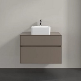 Тумба под раковину Villeroy & Boch Collaro 80х50 см с подсветкой ДСП трюфель серый C037B0VG