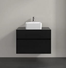 Тумба под раковину Villeroy & Boch Collaro 80х50 см с подсветкой МДФ черный матовый лак C037B0PD
