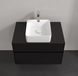 Тумба под раковину Villeroy & Boch Collaro 80х50 см с подсветкой МДФ черный матовый лак C037B0PD