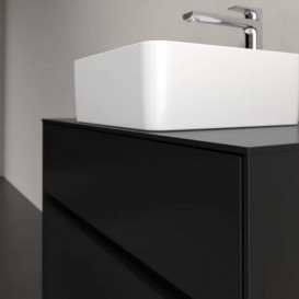 Тумба под раковину Villeroy & Boch Collaro 80х50 см с подсветкой МДФ черный матовый лак C037B0PD