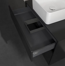 Тумба под раковину Villeroy & Boch Collaro 80х50 см с подсветкой МДФ черный матовый лак C037B0PD