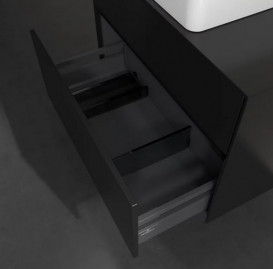 Тумба под раковину Villeroy & Boch Collaro 80х50 см с подсветкой МДФ черный матовый лак C037B0PD