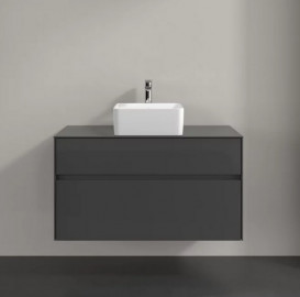 Тумба під раковину Villeroy & Boch Collaro 100х50 см із підсвічуванням МДФ глянсовий сірий C038B0FP