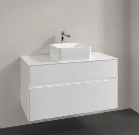 Тумба під раковину Villeroy & Boch Collaro 100х50 см із підсвічуванням ДСП матовий білий C038B0MS