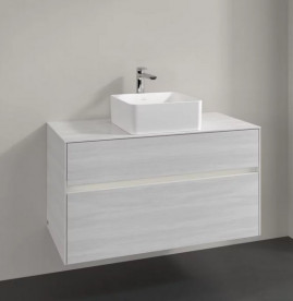 Тумба під раковину Villeroy & Boch Collaro 100х50 см із підсвічуванням ДСП біле дерево C038B0E8