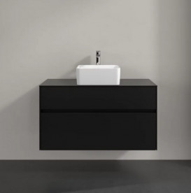 Тумба під раковину Villeroy & Boch Collaro 100х50 см із підсвічуванням МДФ чорний матовий лак C038B0PD