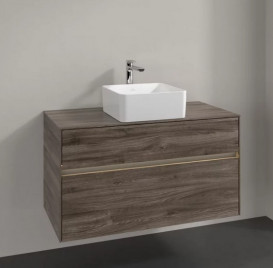 Тумба под раковину Villeroy & Boch Collaro 100х50 см с подсветкой ДСП каменный дуб C038B0RK