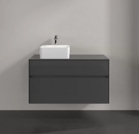 Тумба под раковину Villeroy & Boch Collaro 100х50 см с подсветкой МДФ глянцевый серый C039B0FP