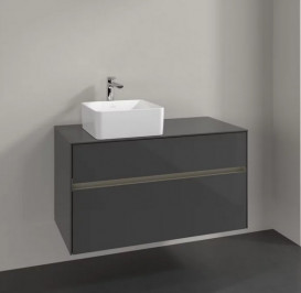 Тумба под раковину Villeroy & Boch Collaro 100х50 см с подсветкой МДФ глянцевый серый C039B0FP