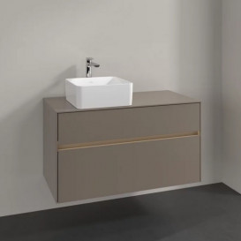 Тумба под раковину Villeroy & Boch Collaro 100х50 см с подсветкой ДСП трюфель серый C039B0VG