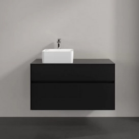 Тумба під раковину Villeroy & Boch Collaro 100х50 см із підсвічуванням МДФ чорний матовий лак C039B0PD