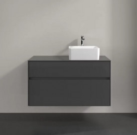 Тумба под раковину Villeroy & Boch Collaro 100х50 см с подсветкой МДФ глянцевый серый C040B0FP